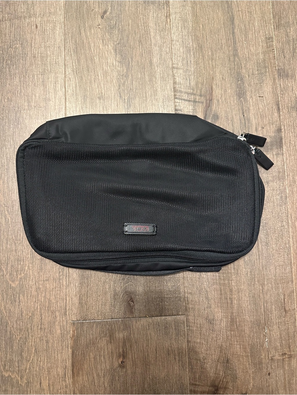 Tumi Black Nylon Toiletry Kit with Mesh Front Panel